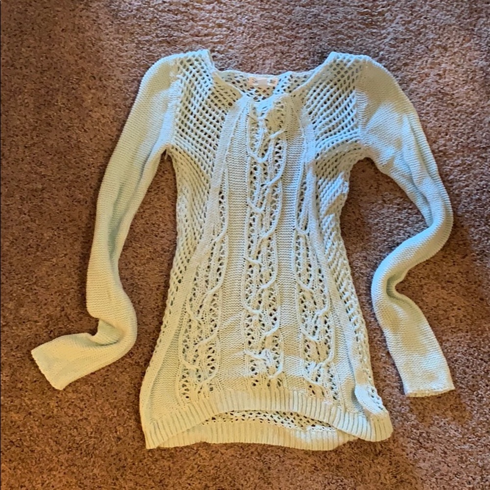 Mint green crochet sweater